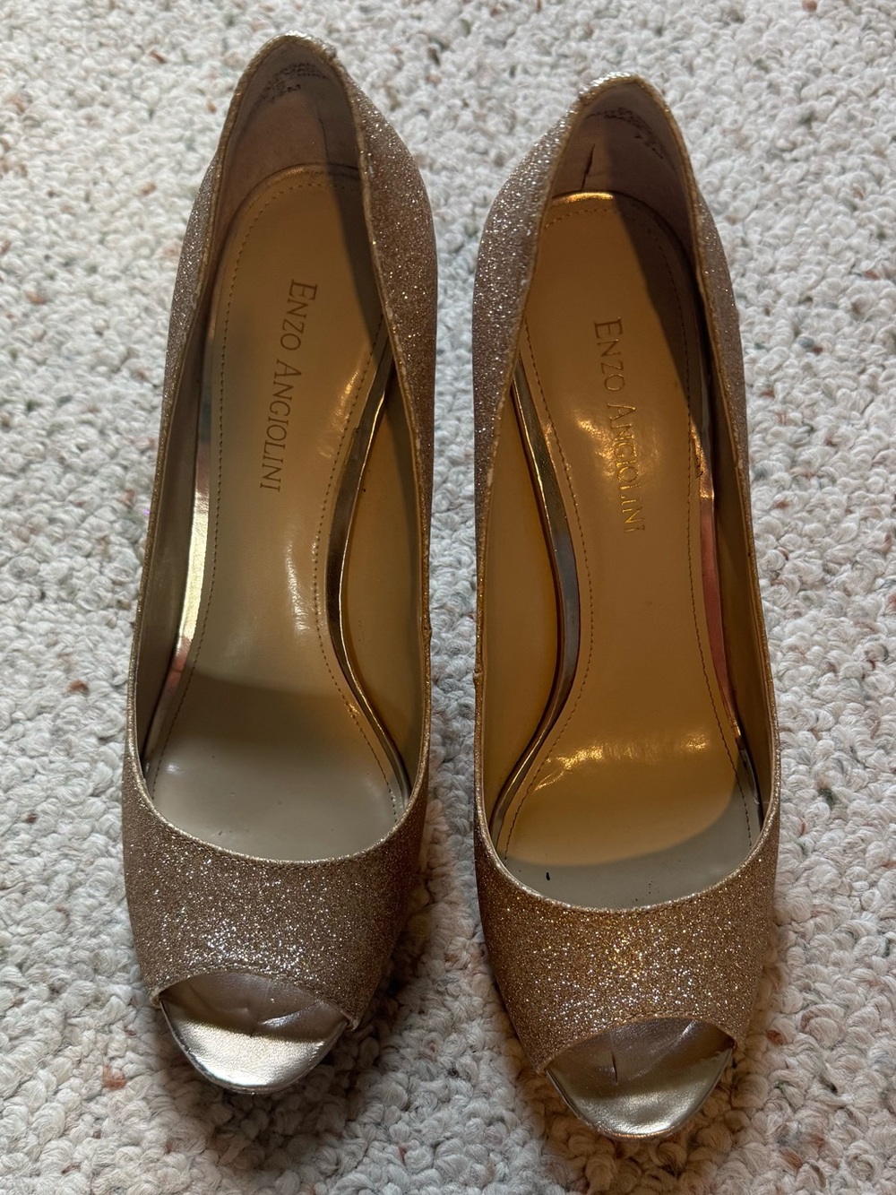 Enzo Angiolini Glitter Gold Peep-Toe Pumps